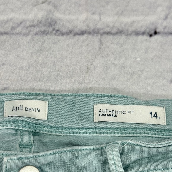 J. Jill Authentic Fit Slim Ankle Jeans Size 14P Petite Seafoam Stretch 128092 - Picture 3 of 15